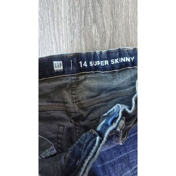 Gap Girl's Jeans Stretch Super Skinny Size 14 Medium Wash Adjustable Waist - Picture 2 of 8